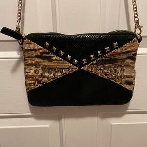 Reign vintage Studded Black and Tan Women's Bag clutch crossbody